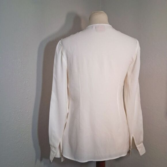 Tory Burch Cream Button Down Mandarin Collar Top Size 6 - Picture 4 of 11